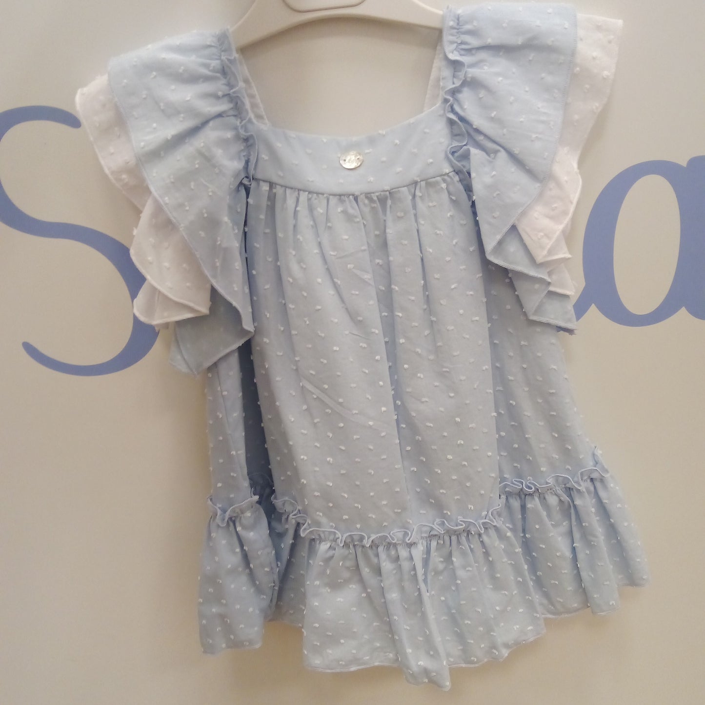 Vestido plumeti azul cielo