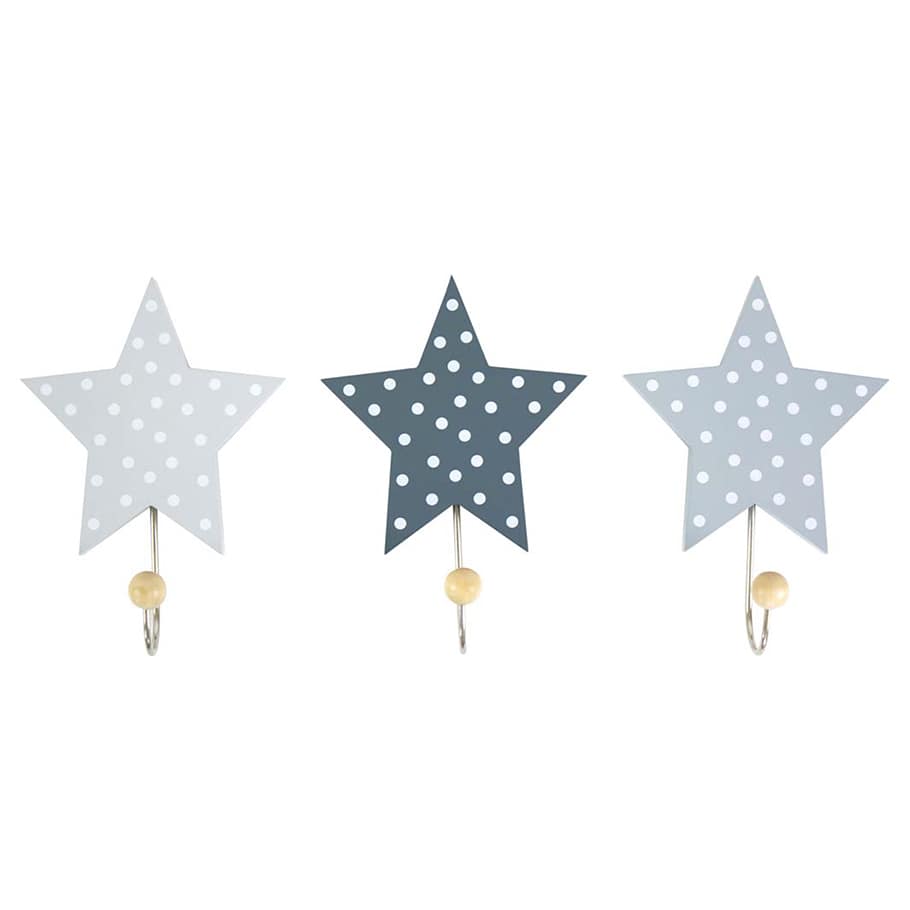 Colgadores estrella gris