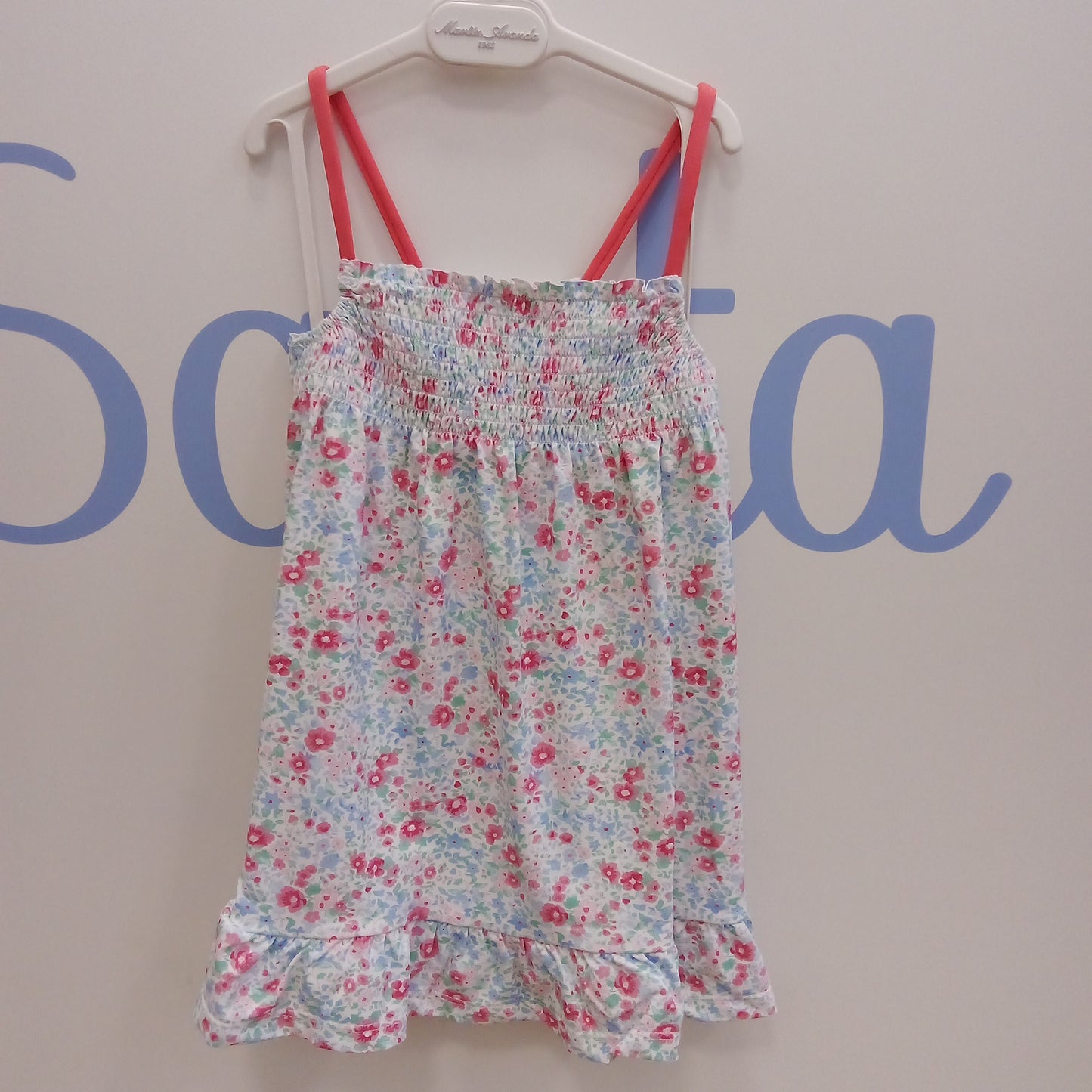 Vestido playa flores coral