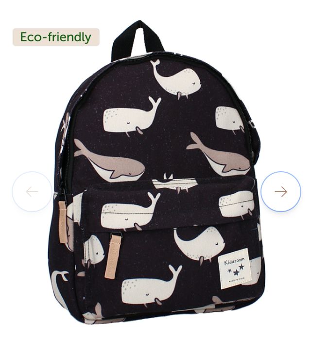 Mochila negro jaspeado y ballenas