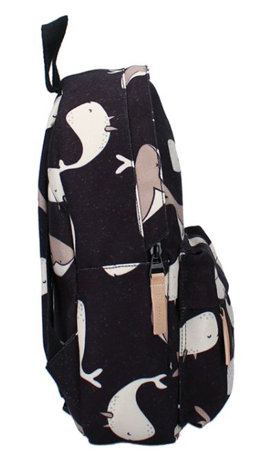 Mochila negro jaspeado y ballenas