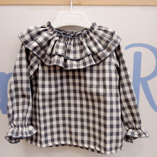 Blusa Vichy gris oscuro
