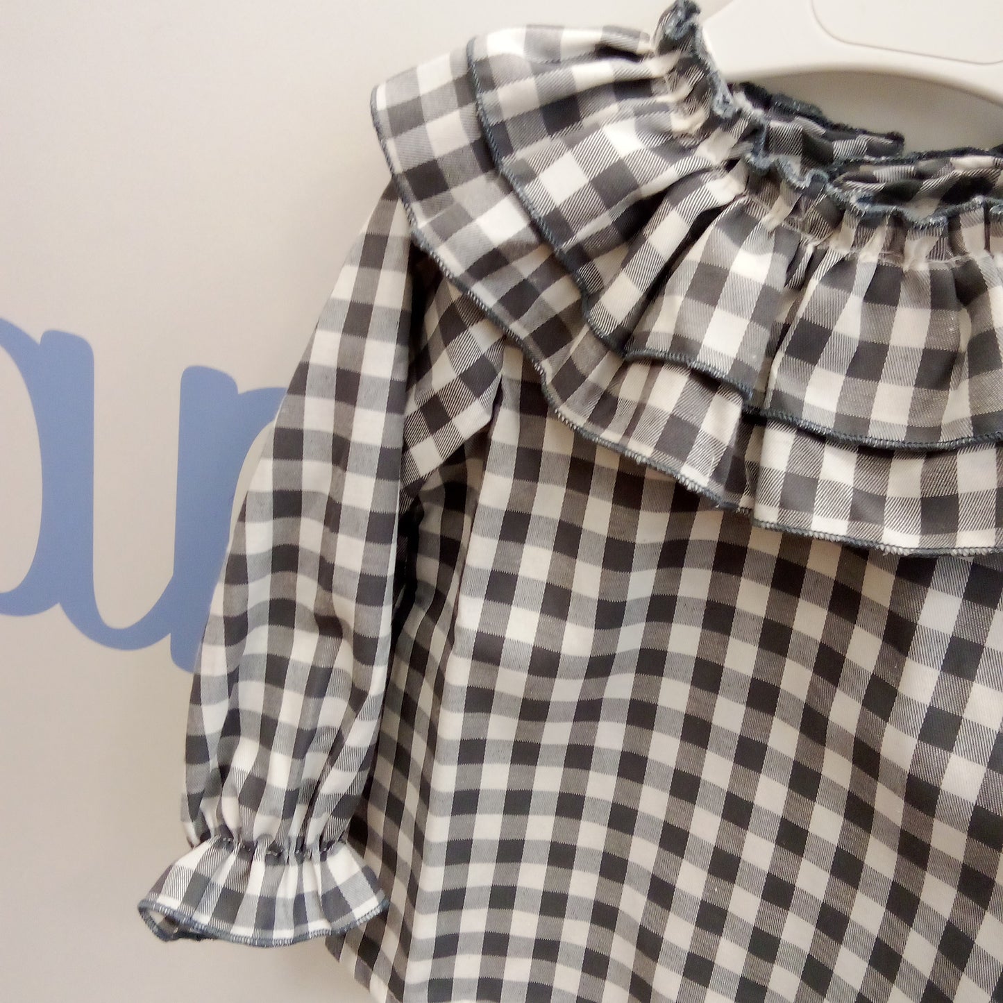 Blusa Vichy gris oscuro