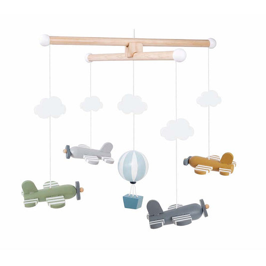 Móvil de madera aviones