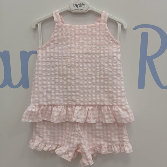 Blusa + pantalón corto Vichy rosa