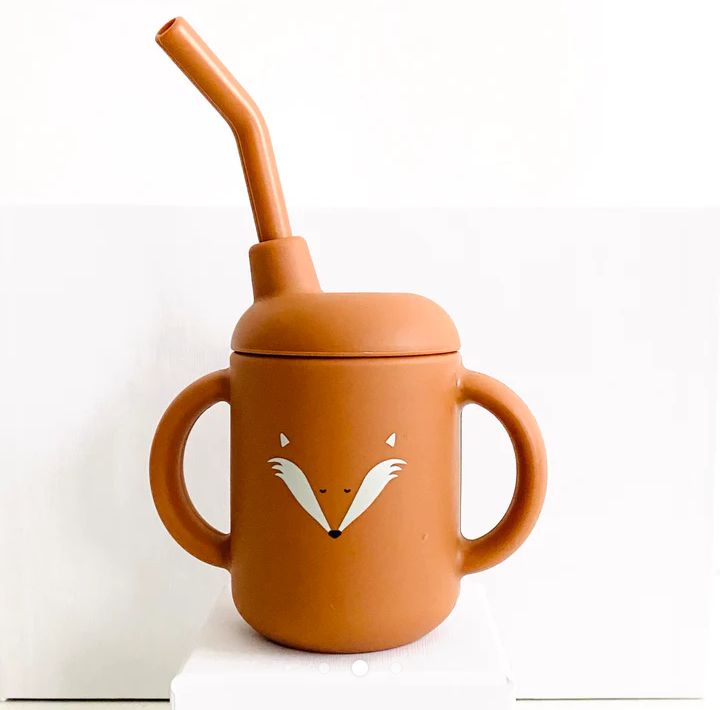 Vaso y pajita de silicona Zorrito