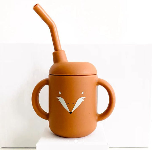 Vaso y pajita de silicona Zorrito